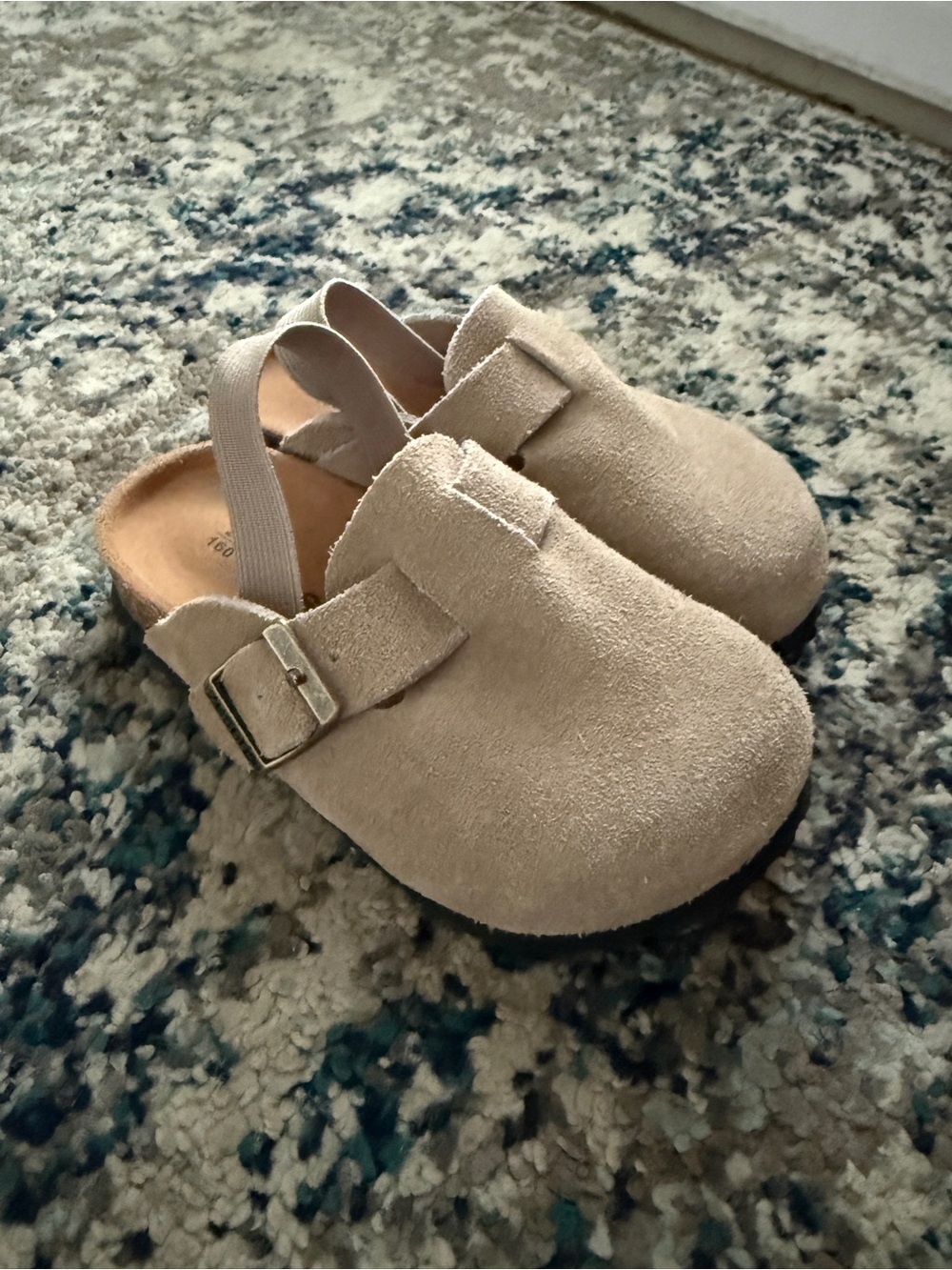 Toddler Beige Suede Slip-On Clogs with Back Strap